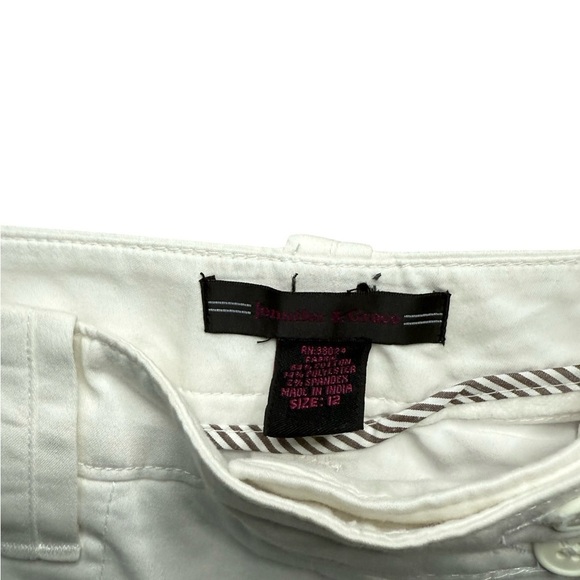 Jennifer & Grace White Bermuda Shorts Tailored Cotton Design Size 12 - Picture 4 of 6